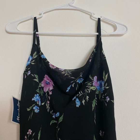 Black floral trendy asymmetrical dress NWT - Picture 3 of 8